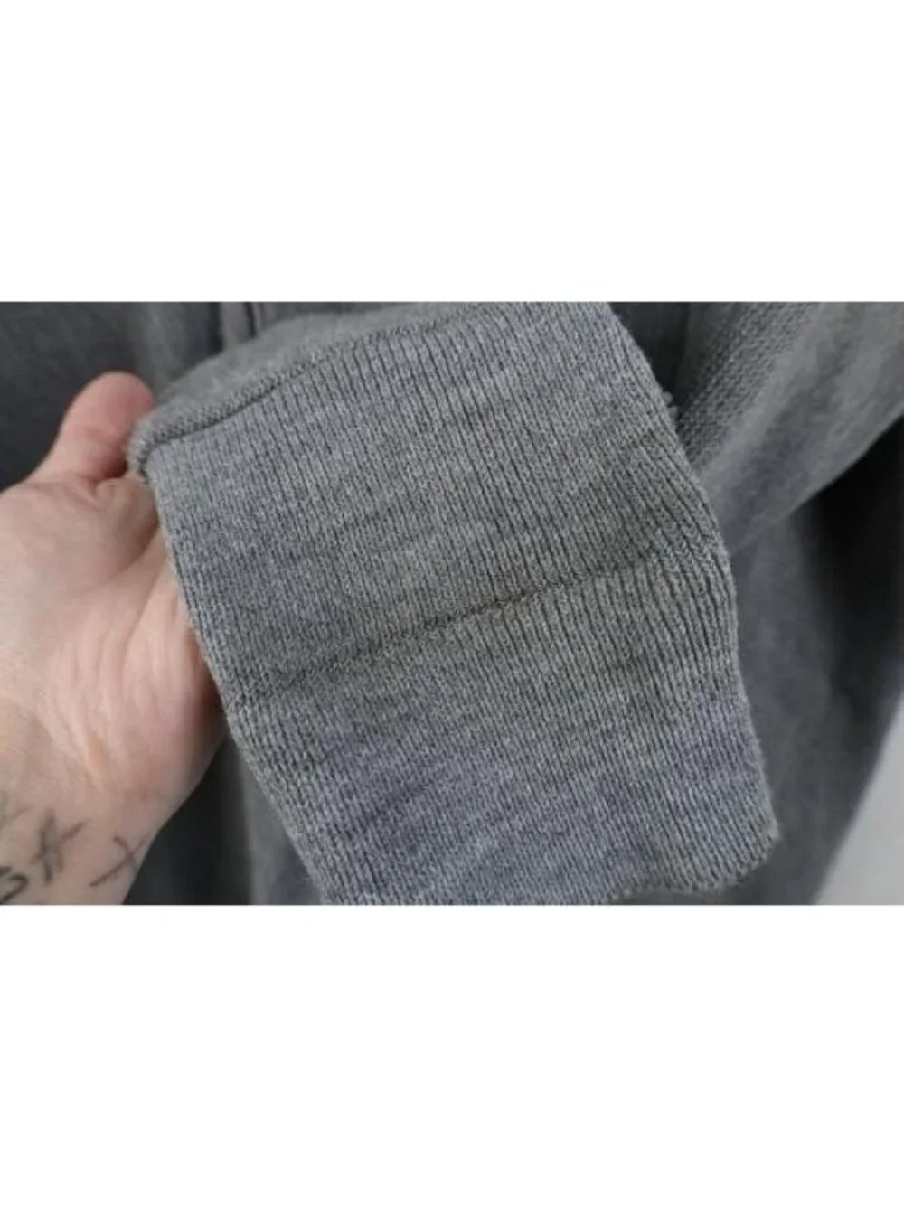 Vtg 90s Streetwear Mens Large Blank Knit Kurt Cobain Cardigan Sweater Gray USA